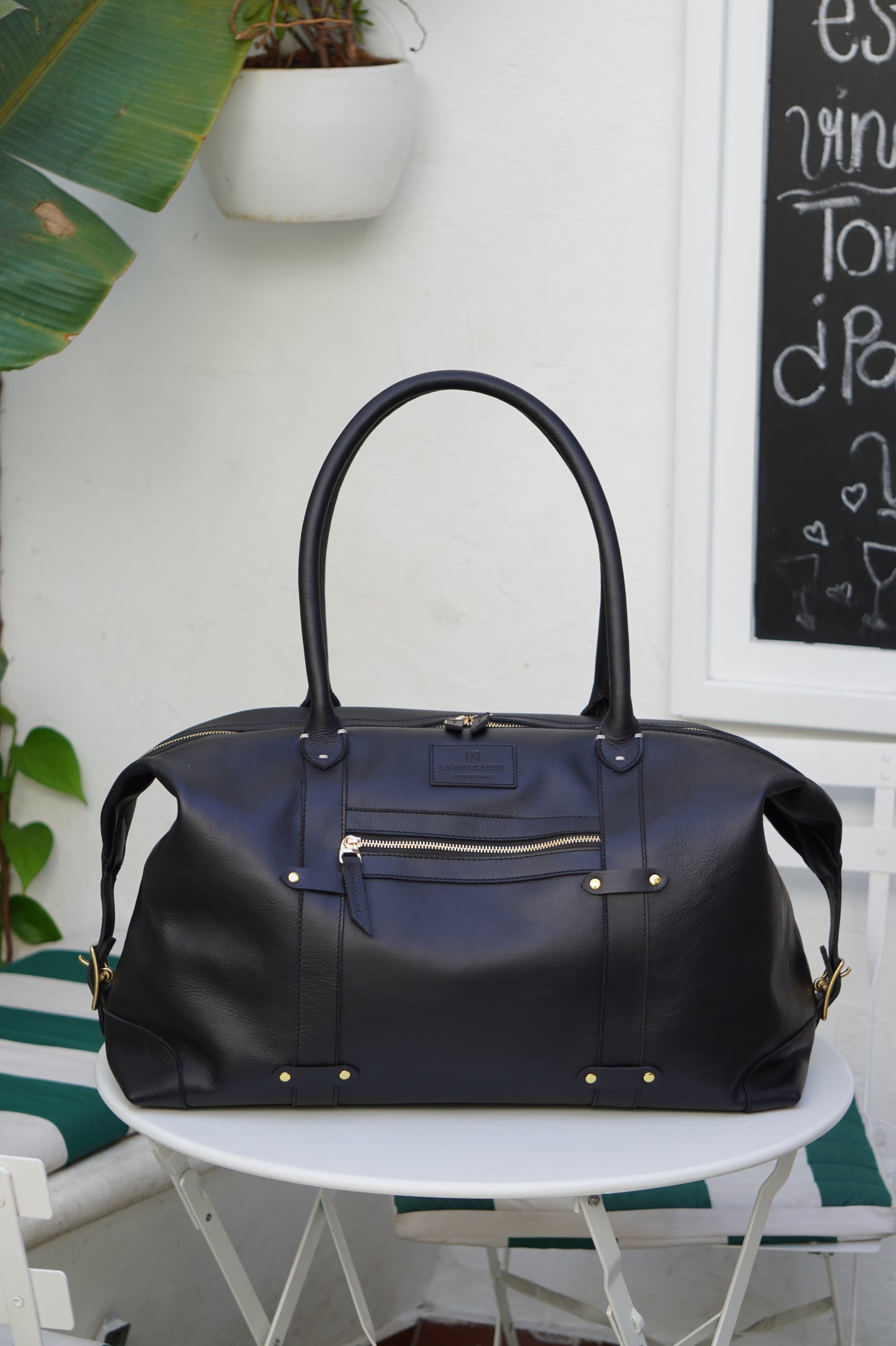 Leather Travel Bag - Black